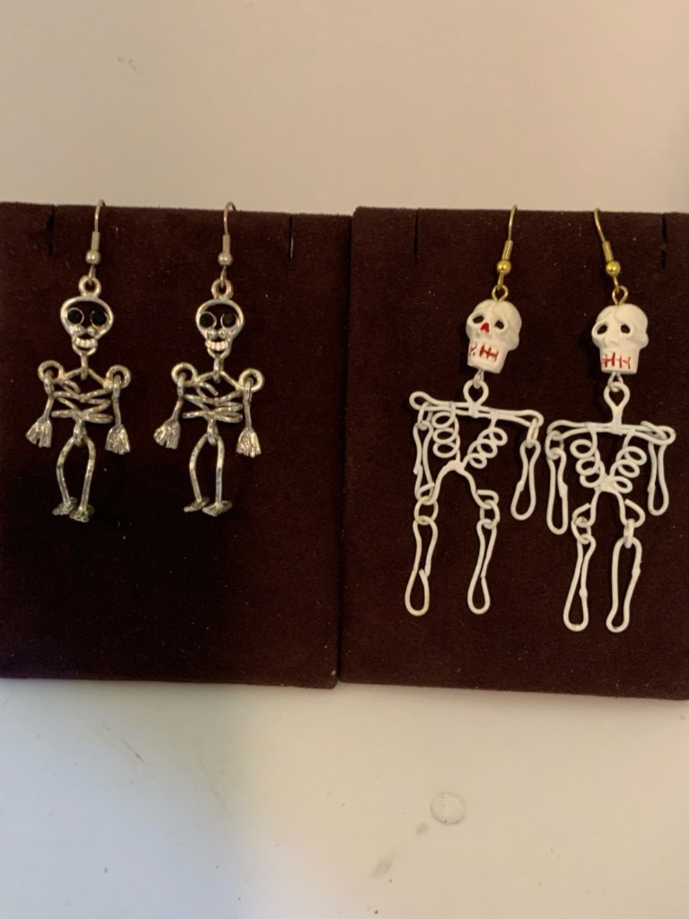 Unbranded Kids Skeleton Dangle Earrings — Silver and White